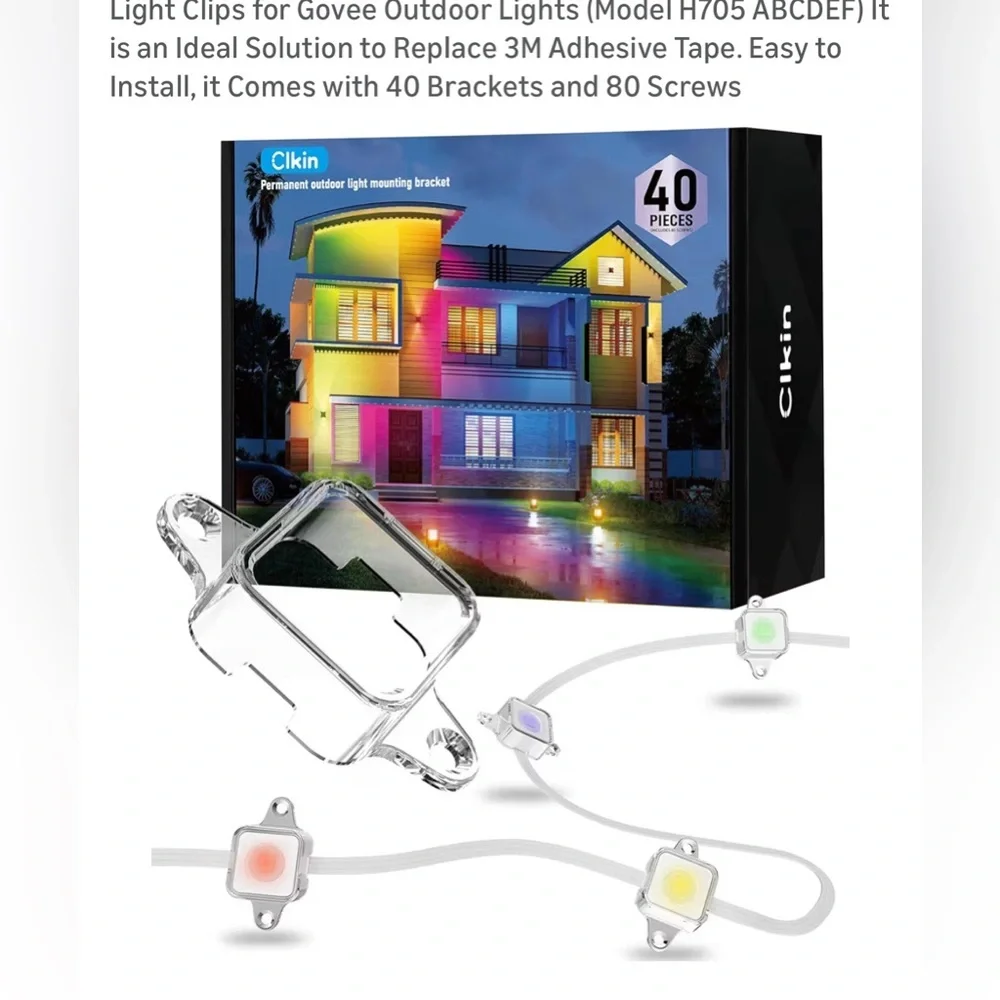 New-Light Clips for Govee Outdoor Lights 40 Clips - 80 Screws